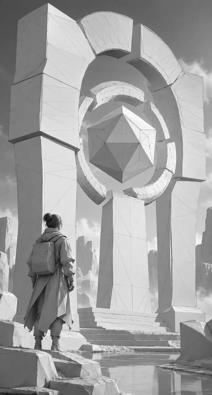 White low-poly clay model render